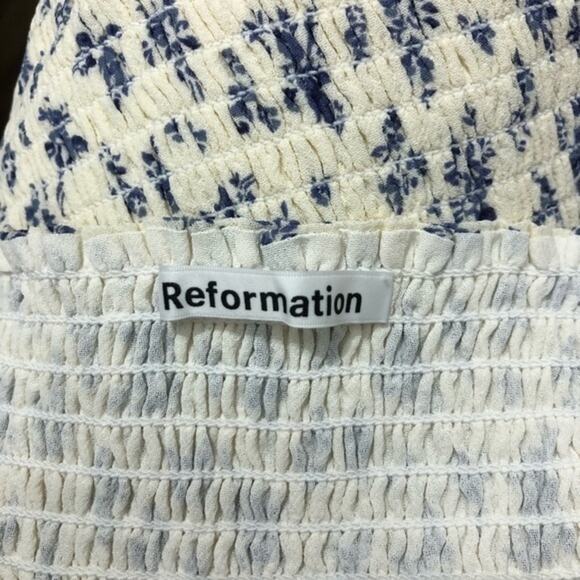 Reformation Jess Smocked Cropped Floral Top XL - Picture 7 of 9